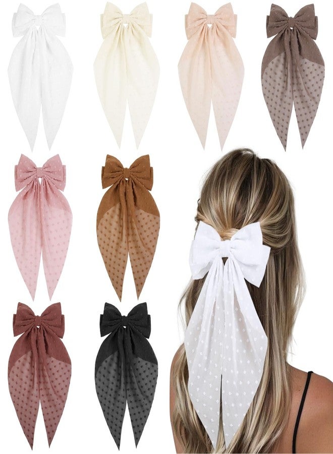 Tobeffect Hair Bow for Women Clips Bulk, Big Ribbon Bows with Long Tail, Oversized Bow Hair Accessories 8PCS - Image 1